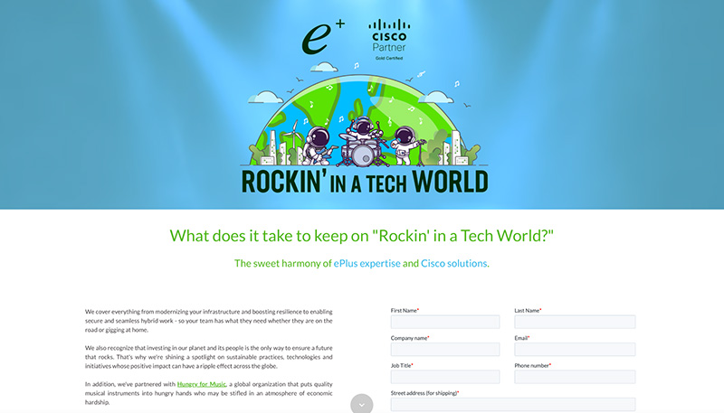 image of a web registration page showing company logo, title and a form