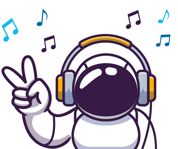 a spaceman with the peace sign