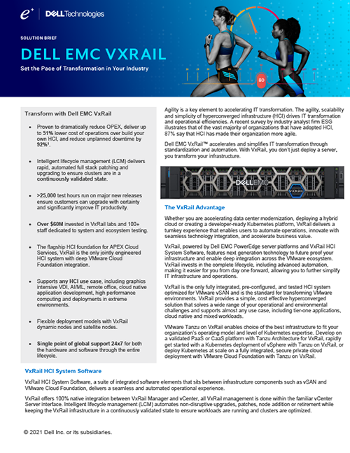 Dell EMC VXRail solution brief cover showing company logo, title and two women running