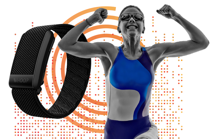 a female runner with a Whoop fitness monitor